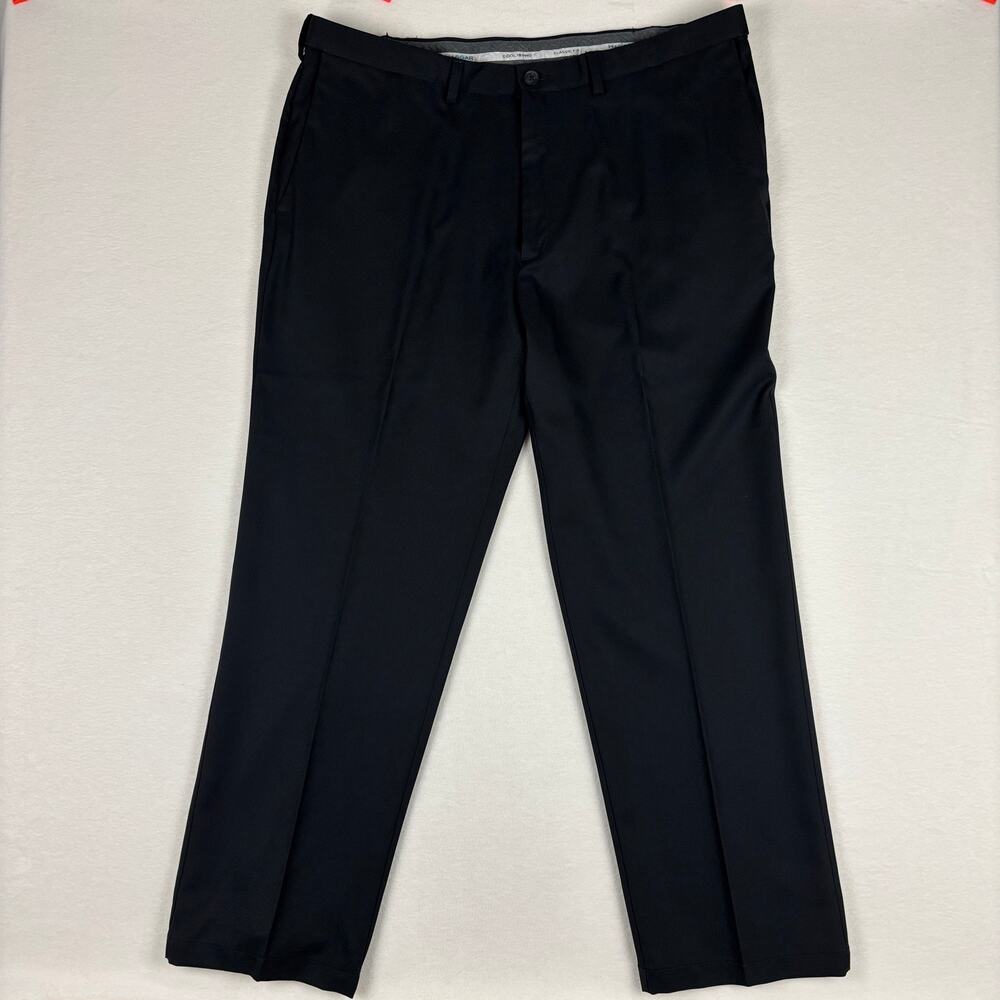 Haggar Cool 18 Pro Classic Fit Flat Front Black Dress Pants 42x32